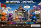 Partage Fibre FTTH au Maroc entre Orange, inwi et Maroc Telecom sous la supervision de l’ANRT avec une infrastructure fibre optique mutualisée.